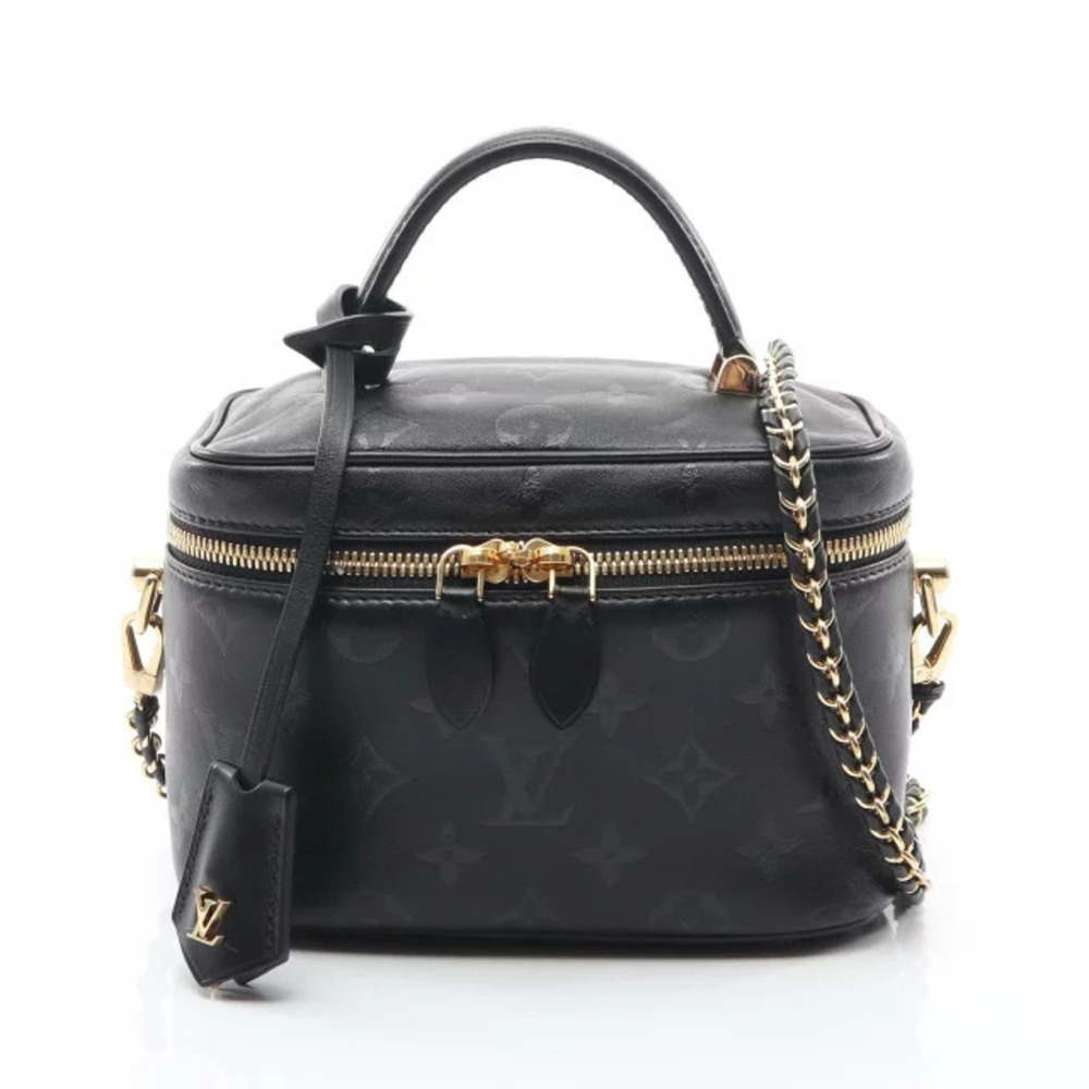 Louis Vuitton Vanity Monogram Ink Handbag Leather Black